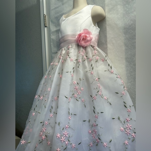 Children’s Concepts formal White & Pink embroidered Floral girls Dress Sz-6. W7 - Picture 2 of 13